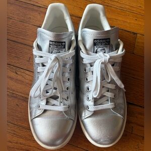 Adidas Stan Smith Silver Metallic Leather Sneakers Women’s 7